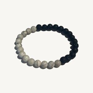 New Lava Stone & White Marble Beads Bracelet Saje Wellness